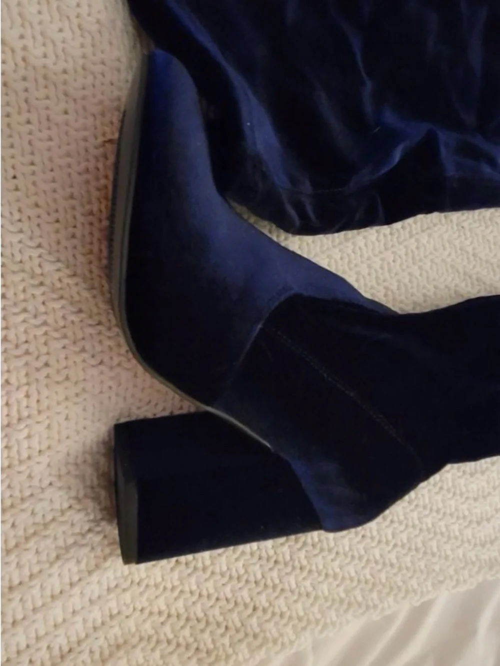 Steve Madden Black Velvet Over-The-Knee Block Heel Boots